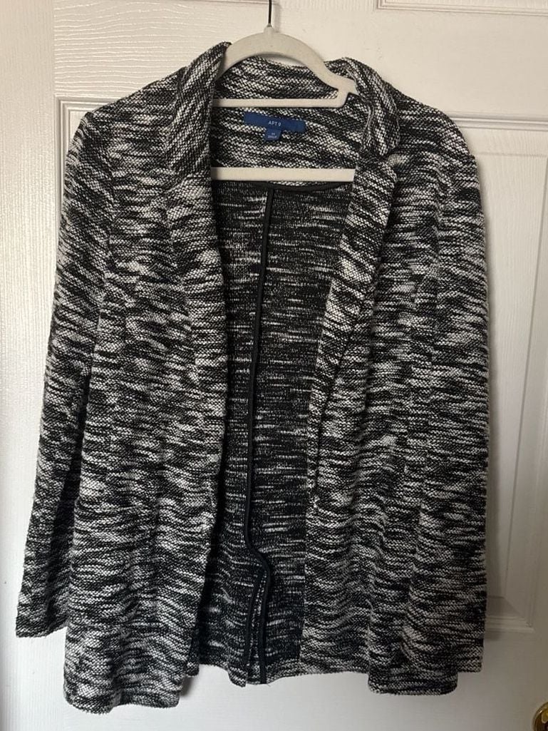 Apt. 9 Women's Open Front Marled Knit Cardigan Blazer Jacket Size Medium